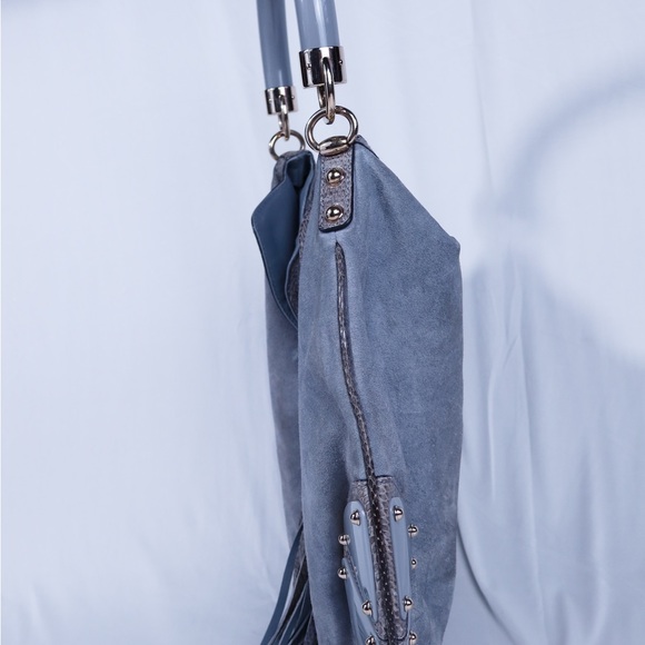 Vintage Gucci Indy Bag l large l Grey suede l Python - Picture 11 of 14